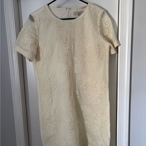 LOFT Cream Floral Embroidered Dress